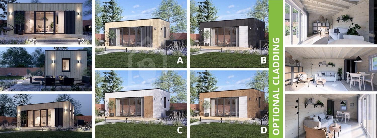 Gartenbüro PREMIUM (34 mm + Holzverschalung), 5.95x3 m, 16 m² visualization 1