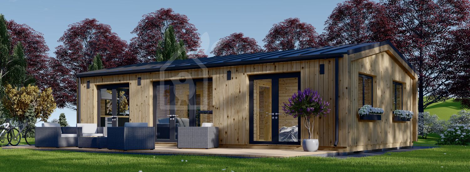 Blockbohlenhaus SELENE S (44 mm + Holzverschalung), 63 m² visualization 1