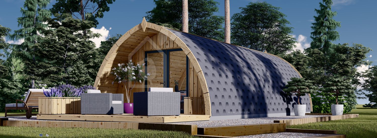 Gartenhaus aus Holz BRETA mit einem Doppelzimmer (44 mm), 4x8 m, 32 m² visualization 1