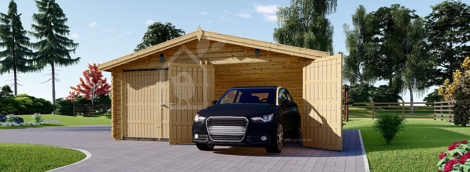 Doppelgarage aus Holz (44 mm) 6x5.7 m, 34 m² / 75 m³