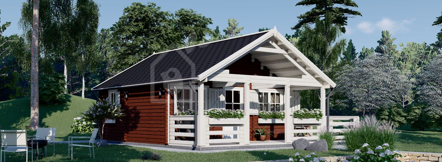 Kleines Schwedenhaus mit Schlafboden und Terrasse ANGERS (Extra Isoliert, 44+44 mm), 36 m² + 19 m² visualization 1