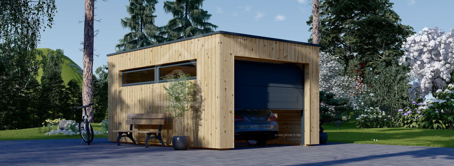 Holzgarage mit Flachdach SILVIA F (34 mm + Holzverschalung), 3.2x5.2 m, 16.6 m² visualization 1