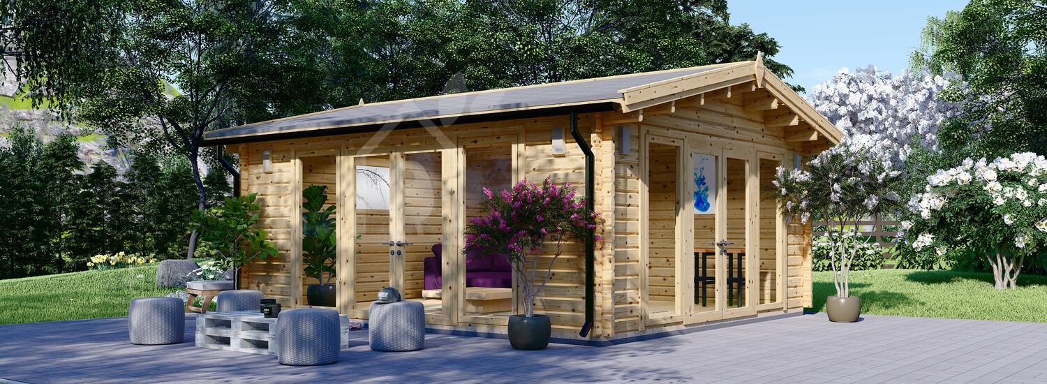 Gartenhaus aus Holz MIA (Isoliert, 44+44 mm), 5.5x5.5 m, 30 m² visualization 1
