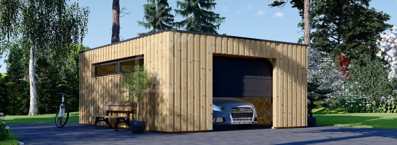 Holzgarage mit Flachdach STELA F (Elementbauweise), 5x6 m, 30 m² visualization 1