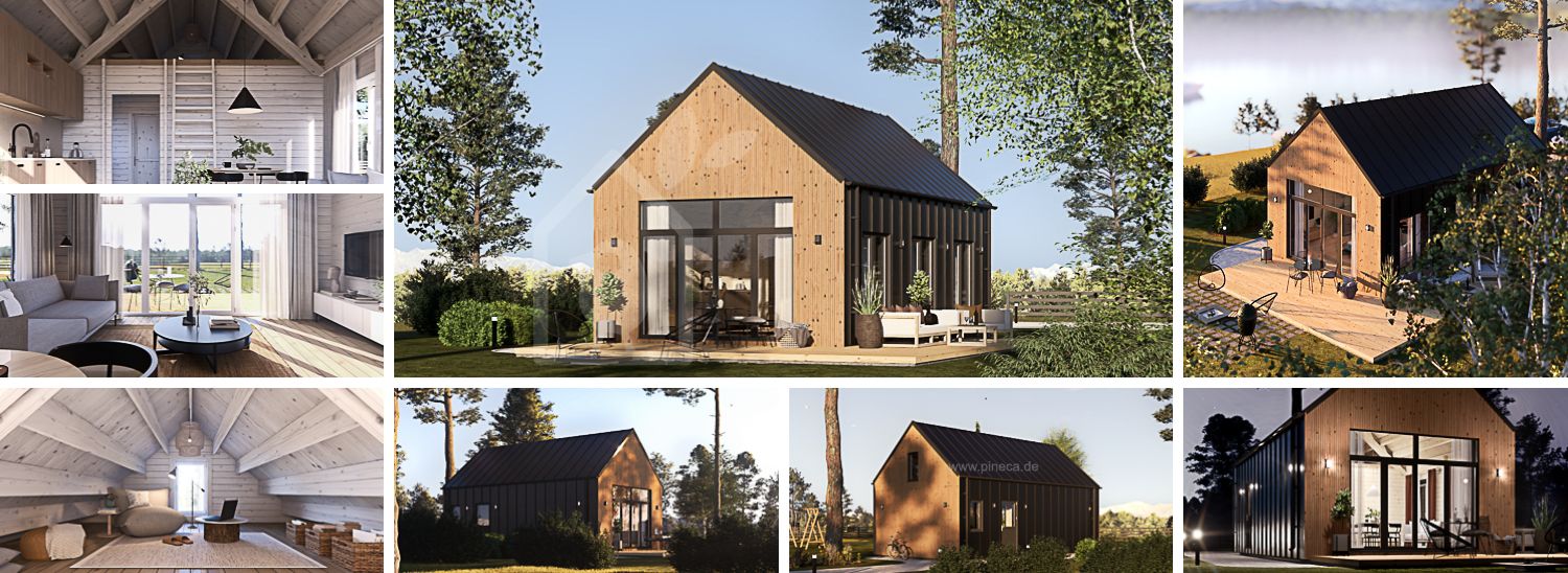 Fertighaus aus Holz MILANA PV (Isoliert, KfW55), 41 m² visualization 1