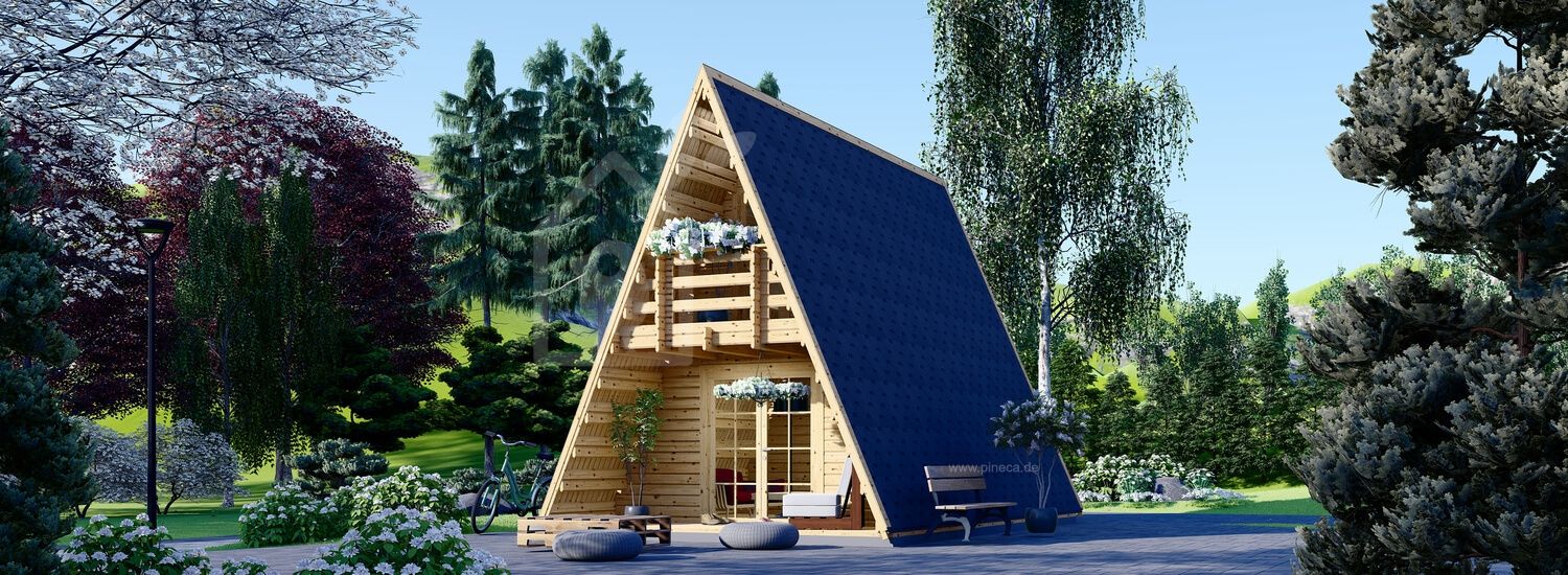 Gartenhaus aus Holz TIPI (44 mm), 4.5x7 m, 23 m² + 14 m² Schlafboden visualization 1