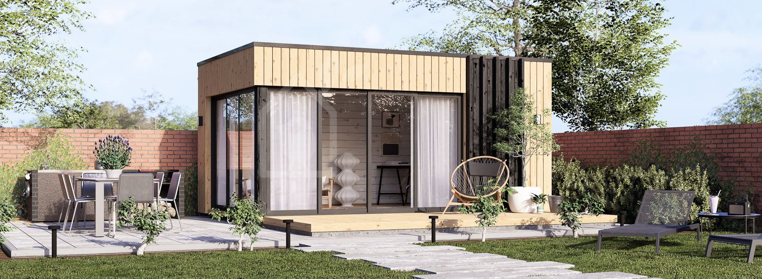 Gartenhaus aus Holz AMARA (Isoliert, 34 mm + Holzverschalung), 5x3 m, 13 m² visualization 1