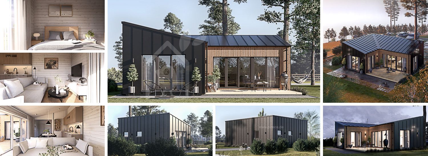 Fertighaus aus Holz GINNY PV (Isoliert, KfW55), 49 m² visualization 1