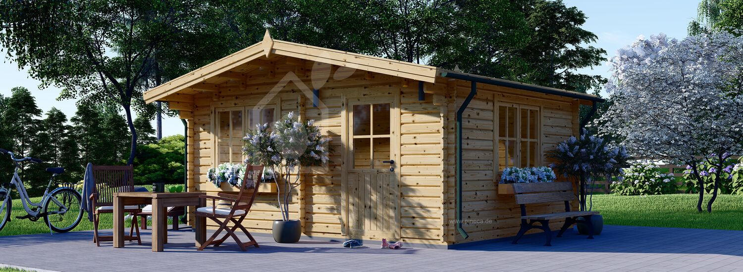 Gartenhaus aus Holz DREUX (Isoliert, 44+44 mm), 5x4 m, 20 m² visualization 1