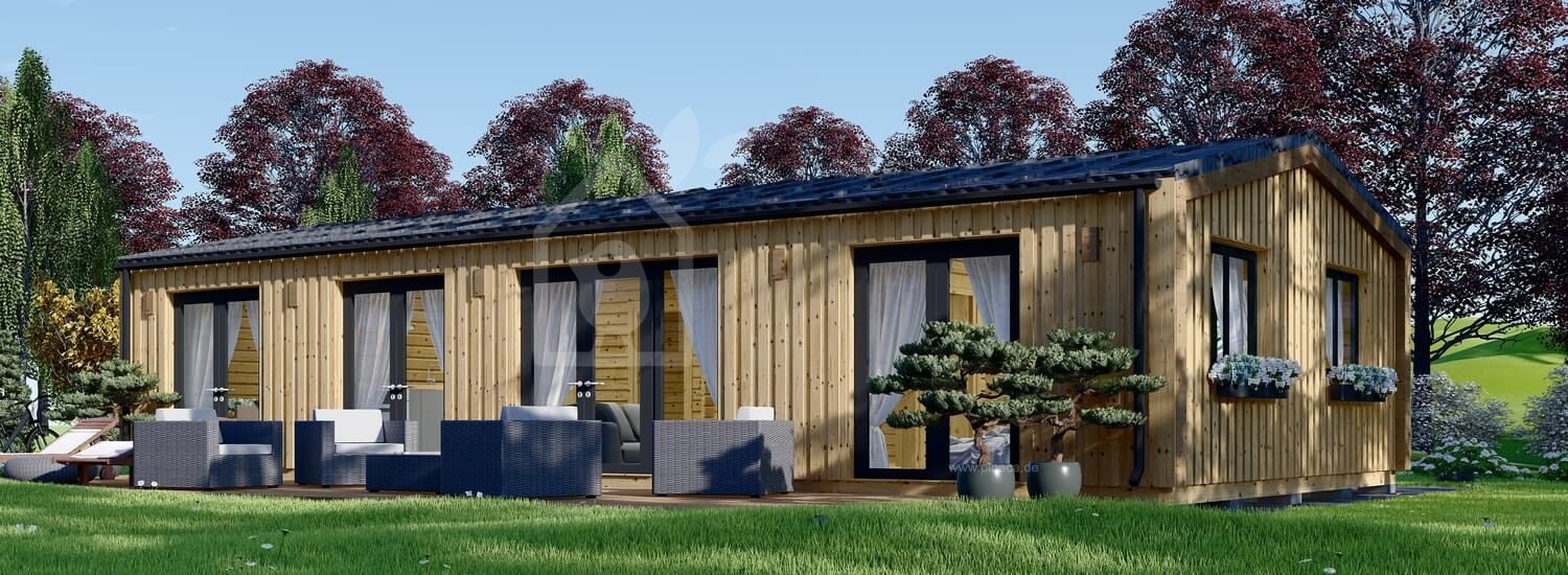 Blockbohlenhaus NICOLE (Extra Isoliert, 44 mm + Holzverschalung), 78 m² visualization 1