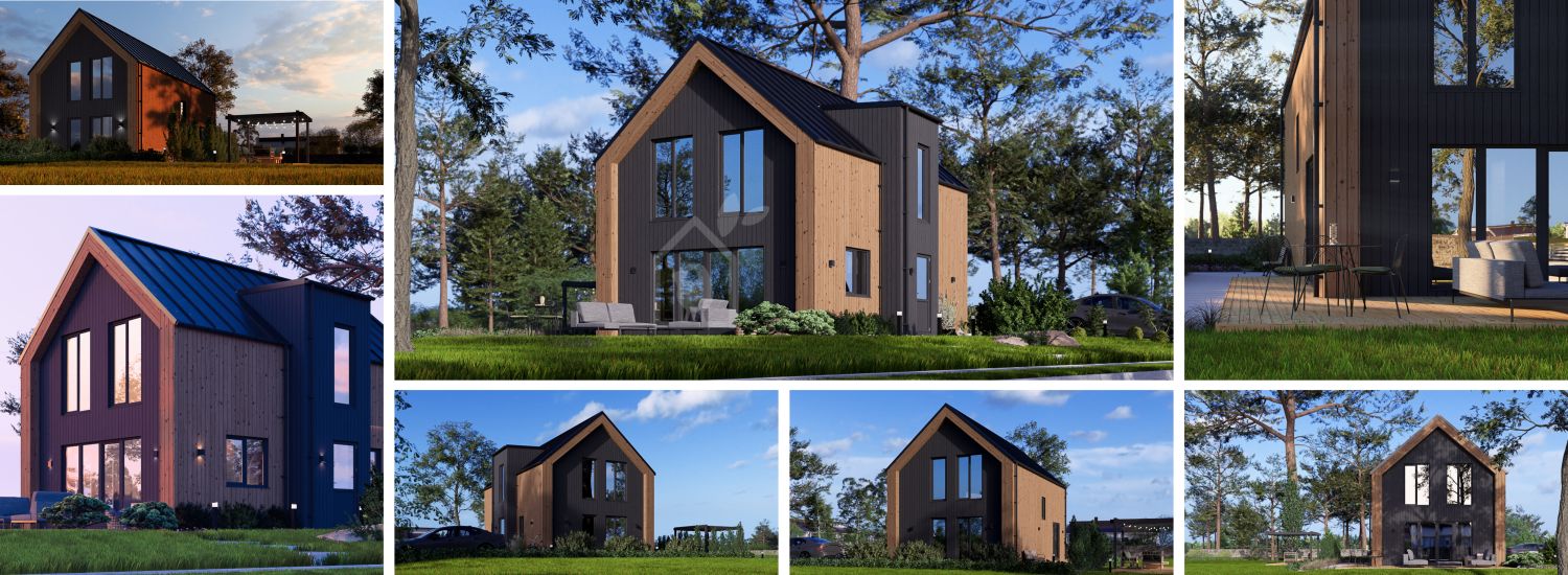 Holzhaus ASTRID PV S (44 mm + Holzverschalung), 99 m² visualization 1