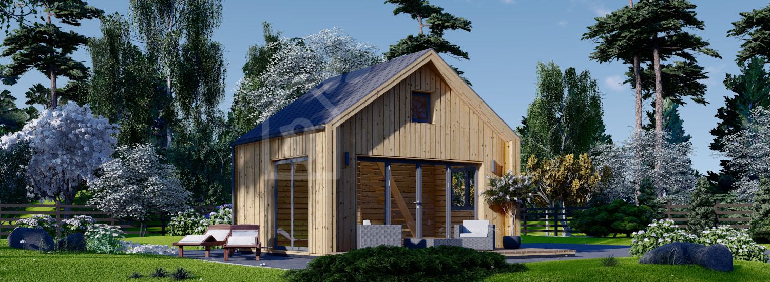 Blockbohlenhaus SARA S (44 mm + Holzverschalung), 20 m² visualization 1