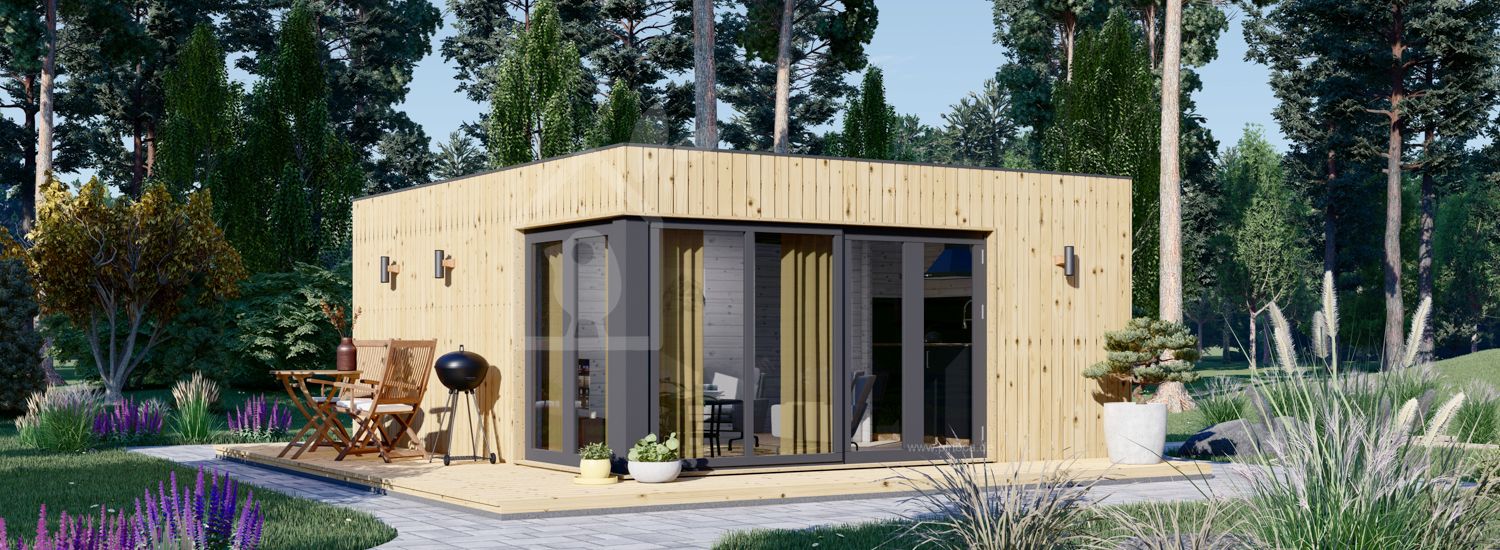 Modern Gartenhaus PREMIUM (Isoliert, 34 mm + Holzverschalung), 6x5 m, 30 m² visualization 1