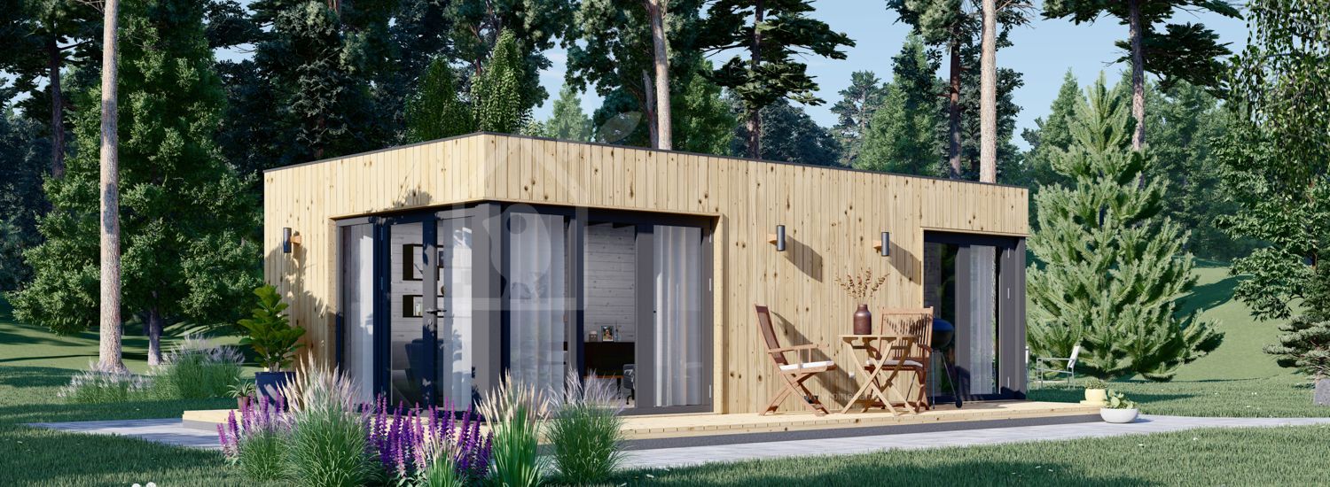 Modern Gartenhaus PREMIUM (34 mm + Holzverschalung), 7.5x4 m, 30 m² visualization 1