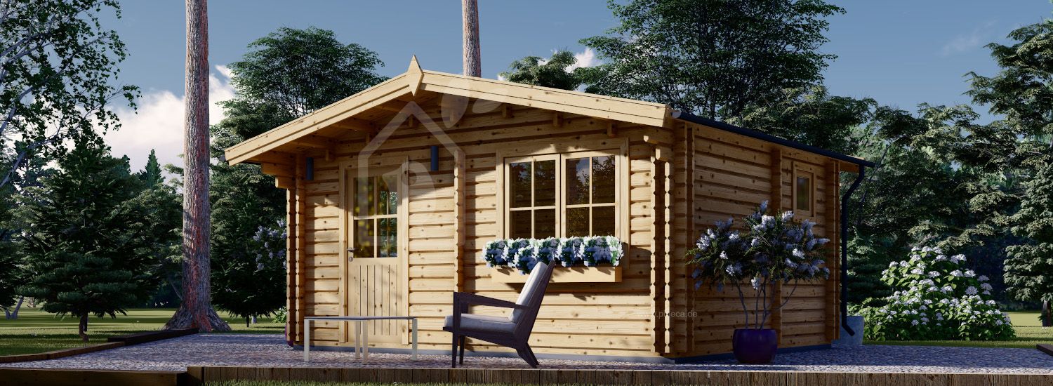 Gartenhaus aus Holz NINA S (Isoliert, 44+44 mm), 6x6 m, 36 m² visualization 1