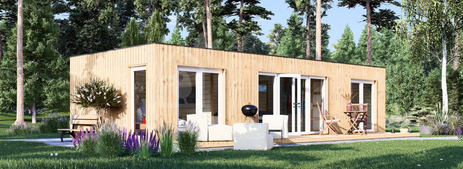 Modernes Ferienhaus aus Holz PREMIUM S (34 mm + Holzverschalung), 10.5x4.5 m, 47 m² visualization 1