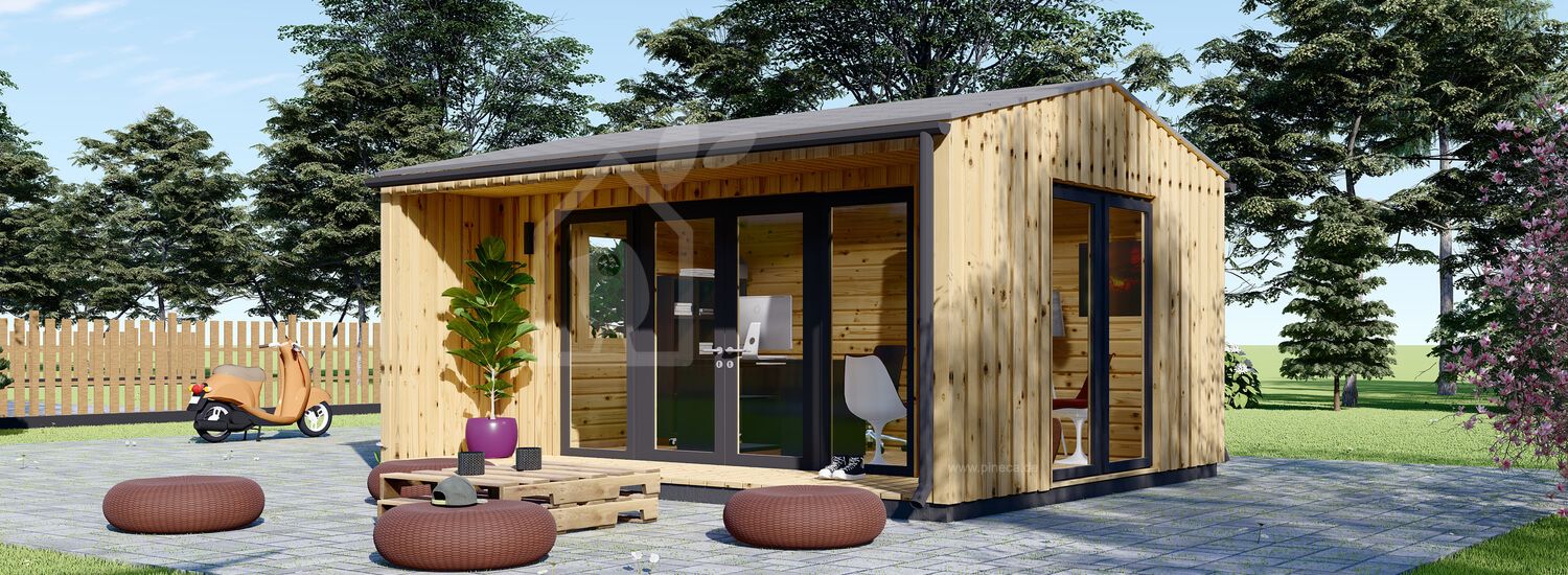 Gartenhaus als Büro TINA (Isoliert, 44 mm + Holzverschalung), 5.5x4 m