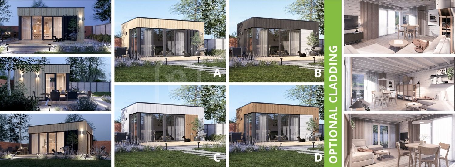 Gartenbüro PREMIUM (34 mm + Holzverschalung), 5x4 m, 18 m² visualization 1