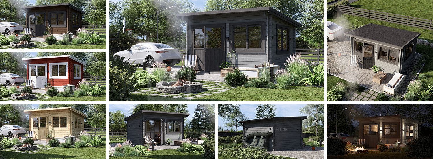 Gartenhaus aus Holz mit Flachdach LILLE (44 mm), 4x3 m, 12 m² visualization 1