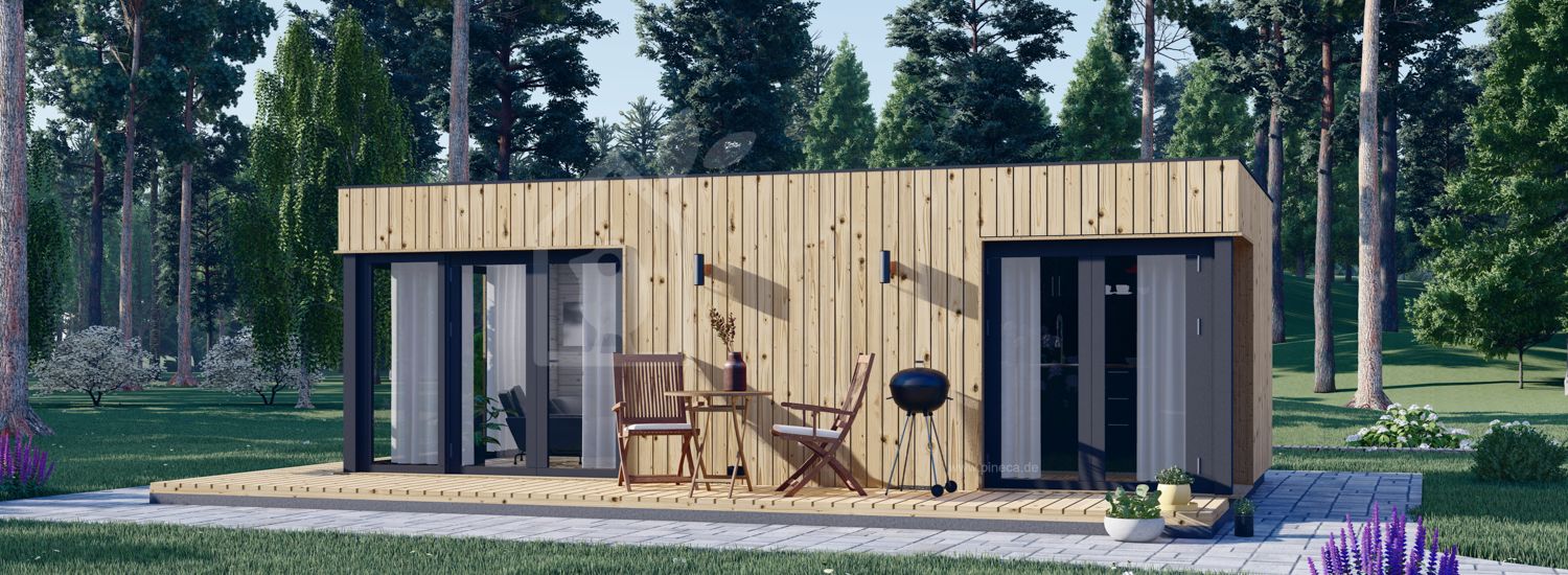 Modern Gartenhaus PREMIUM (34 mm + Holzverschalung), 7.5x4 m, 30 m² visualization 1