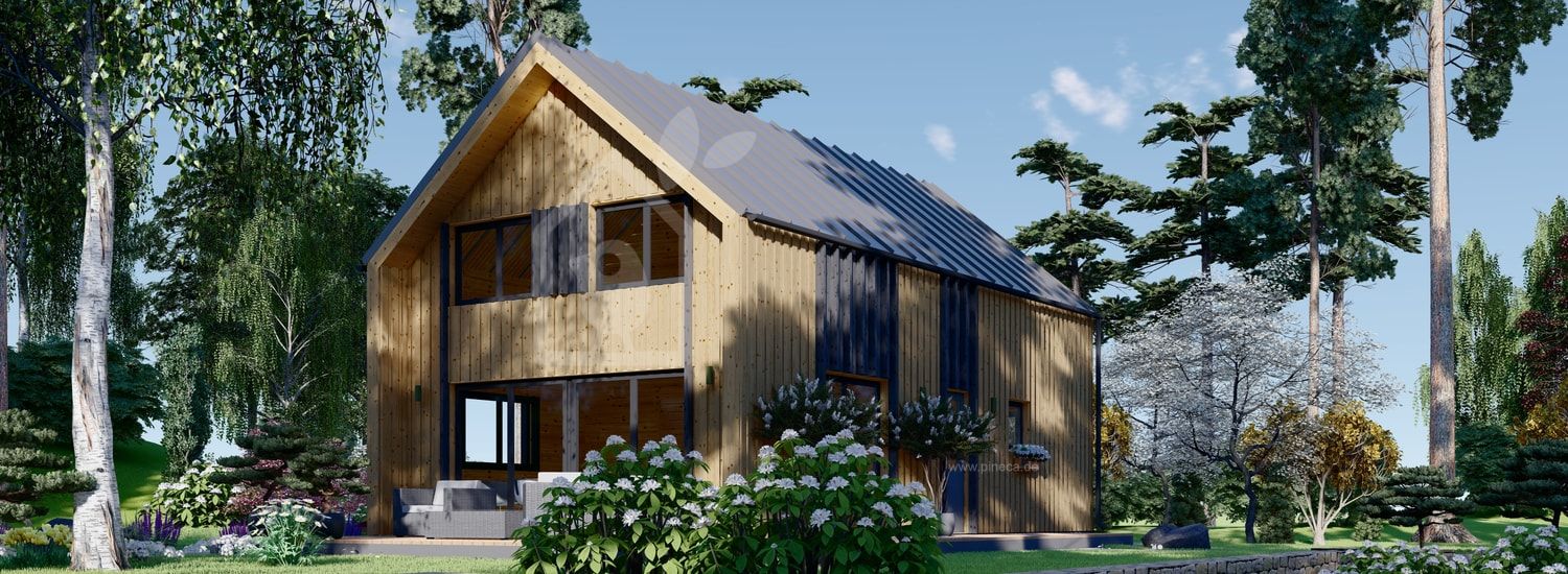 Holzwohnhaus ASTRID (Extra Isoliert, 44 mm + Holzverschalung), 120 m² visualization 1