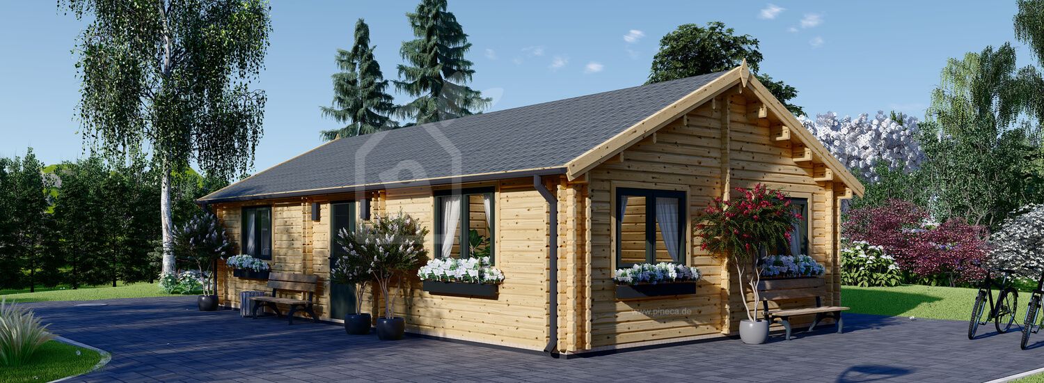 Blockbohlenhaus GRETA (44+44 mm) 54 m² visualization 1