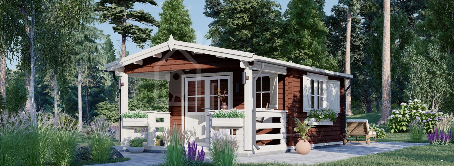 Kleines Schwedenhaus für den Garten SHANON (66 mm), 4x5.75 m, 16 m² + 7 m² Terrasse visualization 1
