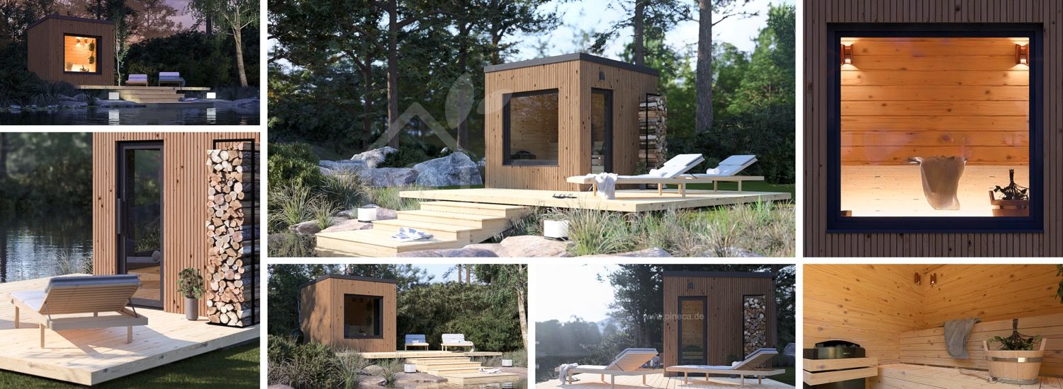 Gartensauna OKO (34 mm + Holzverschalung), 2.3x2.3 m, 4.1 m² visualization 1