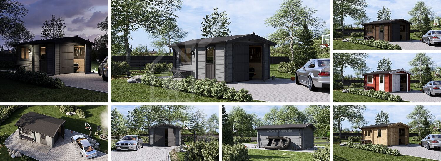 Holzgarage CLASSIC (44 mm), 3.6x5.4 m, 20 m² visualization 1