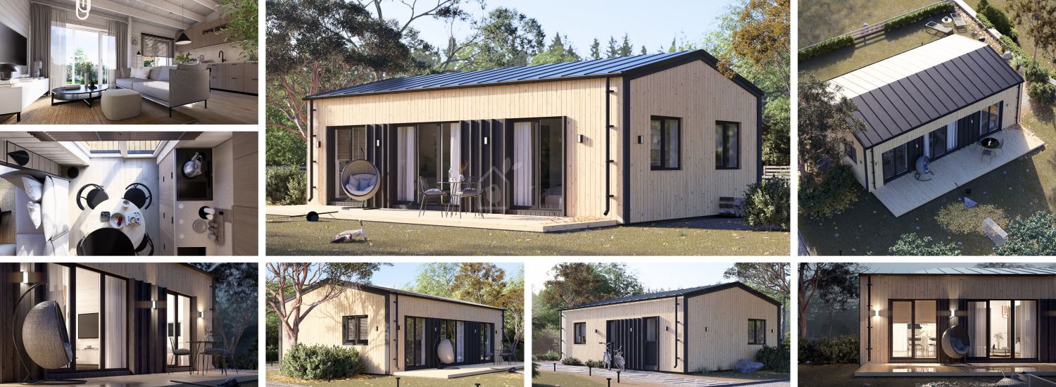 Blockbohlenhaus SELENE RV (Isoliert, KfW55), 54 m² visualization 1