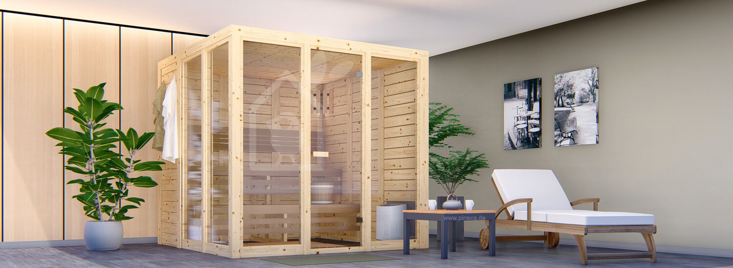 Innensauna LENE 42B, 226x226x212 cm, 4.2 m² visualization 1