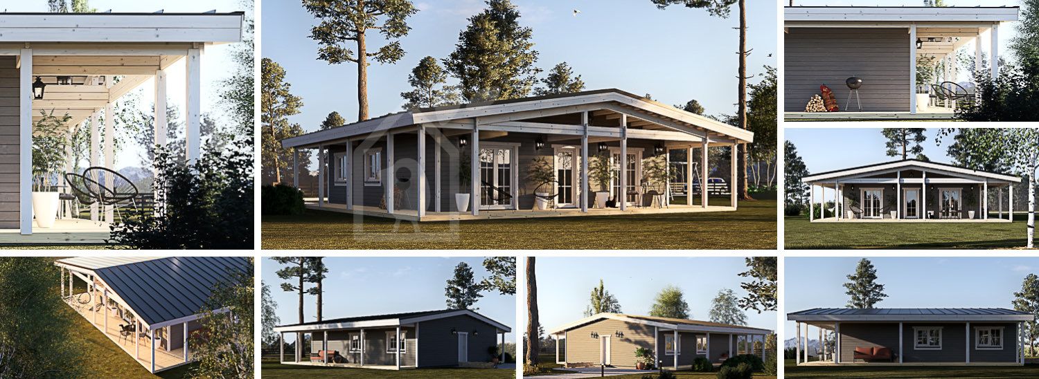 Blockbohlenhaus CARLOTA S PLUS (Isoliert, 58 mm + Holzverschalung), 90 m² visualization 1