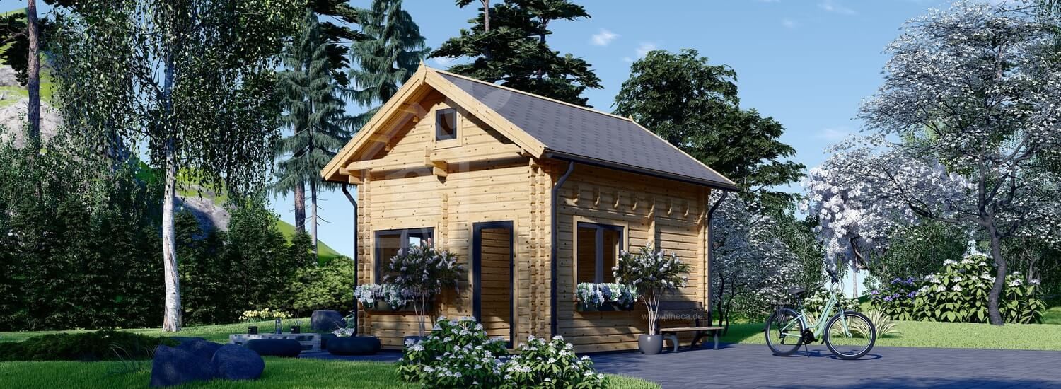 Blockbohlenhaus mit Schlafboden AVIGNON S (Extra Isoliert, 44+44 mm), 20 m² + 16 m² visualization 1