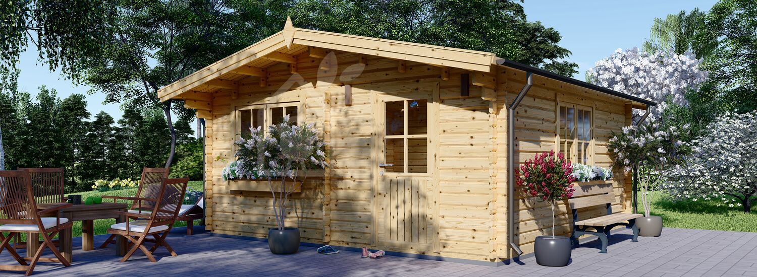 Gartenhaus aus Holz DREUX (Isoliert, 34+34 mm), 6x6 m, 36 m² visualization 1