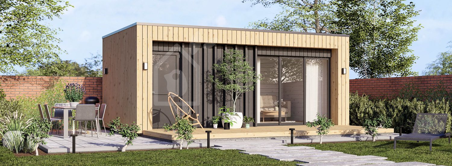 Gartenhaus aus Holz LAYLA (Isoliert, 34 mm + Holzverschalung), 6x3 m, 15 m² visualization 1