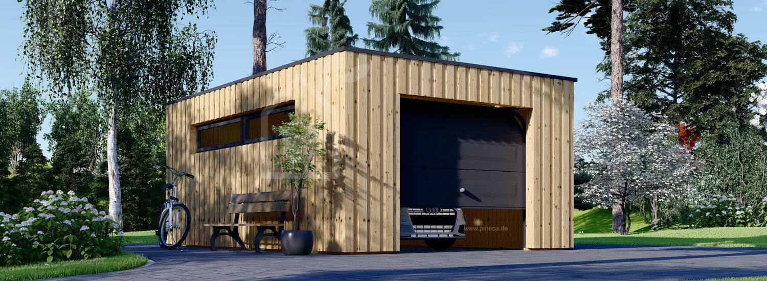 Holzgarage mit Flachdach STELA F (Elementbauweise), 4x6 m, 24 m² visualization 1