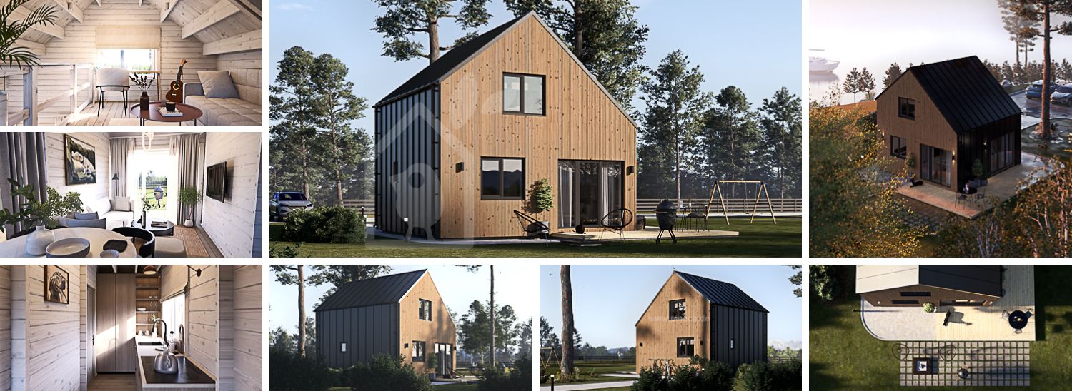 Fertighaus aus Holz SELIA PV (Isoliert, KfW55), 44 m² visualization 1