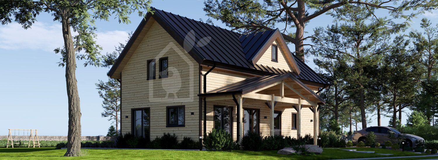 Holzhaus VERA S (44 mm + Holzverschalung), 126 m² visualization 1