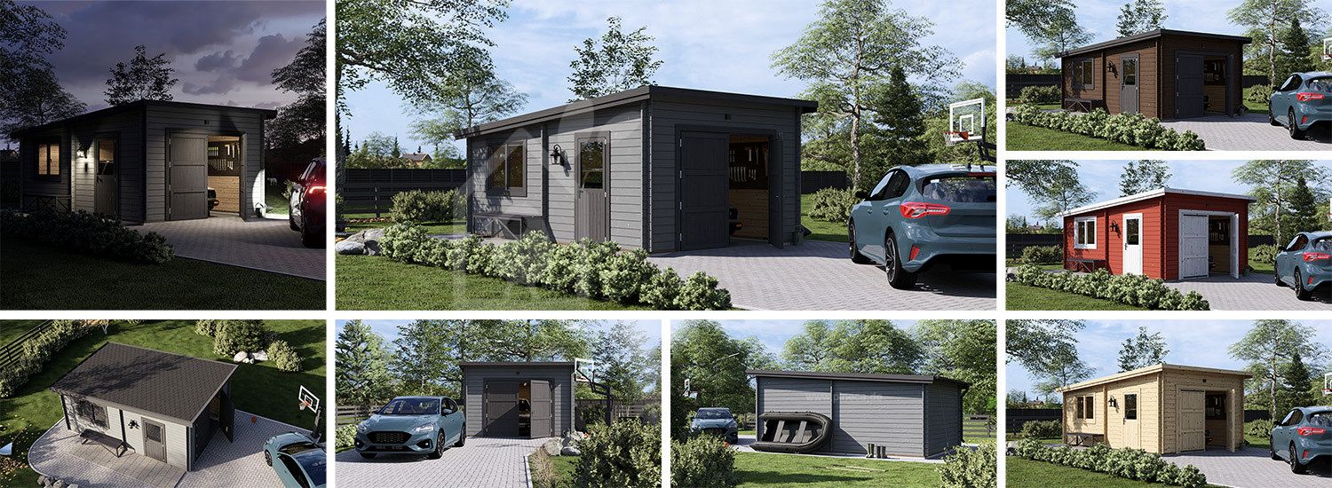 Holzgarage mit Flachdach MODERN (34 mm), 4x6 m, 21 m² visualization 1