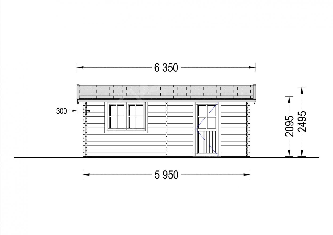 Holzgarage (44 mm) 4x6 m, 24 m²