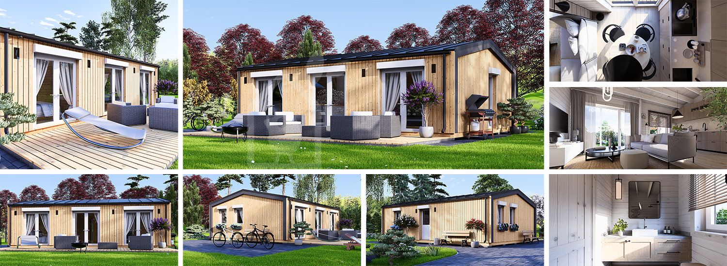 Blockbohlenhaus ANGELA S (Isoliert, 44 mm + Holzverschalung), 50 m² visualization 1