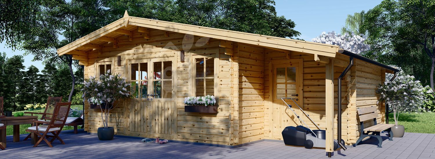 Gartenhaus aus Holz CLARA (66 mm), 7x4 m, 28 m² visualization 1