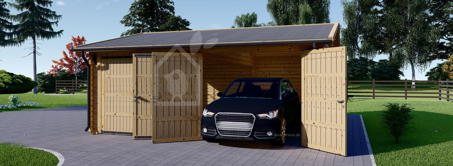 Doppelgarage aus Holz ALTERNATIVE (44 mm) 6x6 m, 36 m²