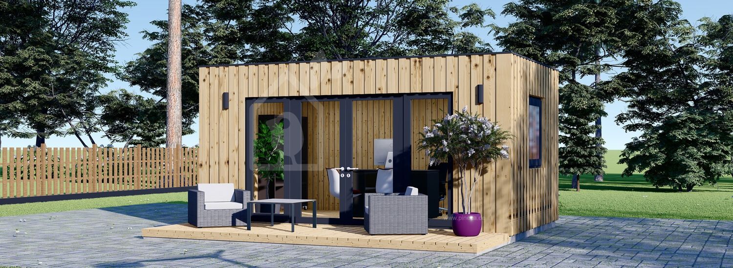 Gartenhaus als Büro PREMIUM (Isoliert, SIPS), 6x3 m, 18 m²
