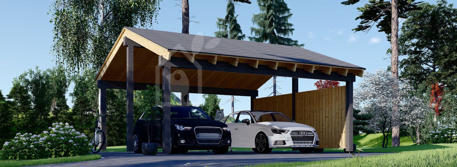 Carport Aus Holz Fur 2 Autos Mit Seitenwand Luna Duo 6x6 M