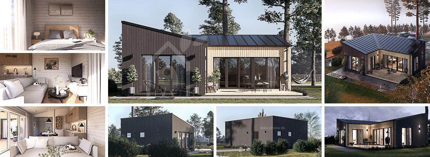 Kleines Holzhaus zum Wohnen GINNY RV (Isoliert, KfW55), 49 m² visualization 1