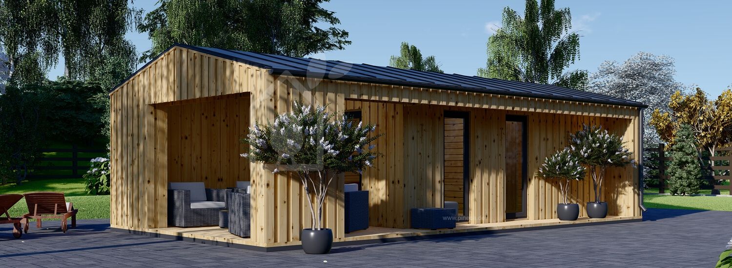 Blockbohlenhaus ANNA Scandinavia (44 mm + Holzverschalung), 37 m² visualization 1