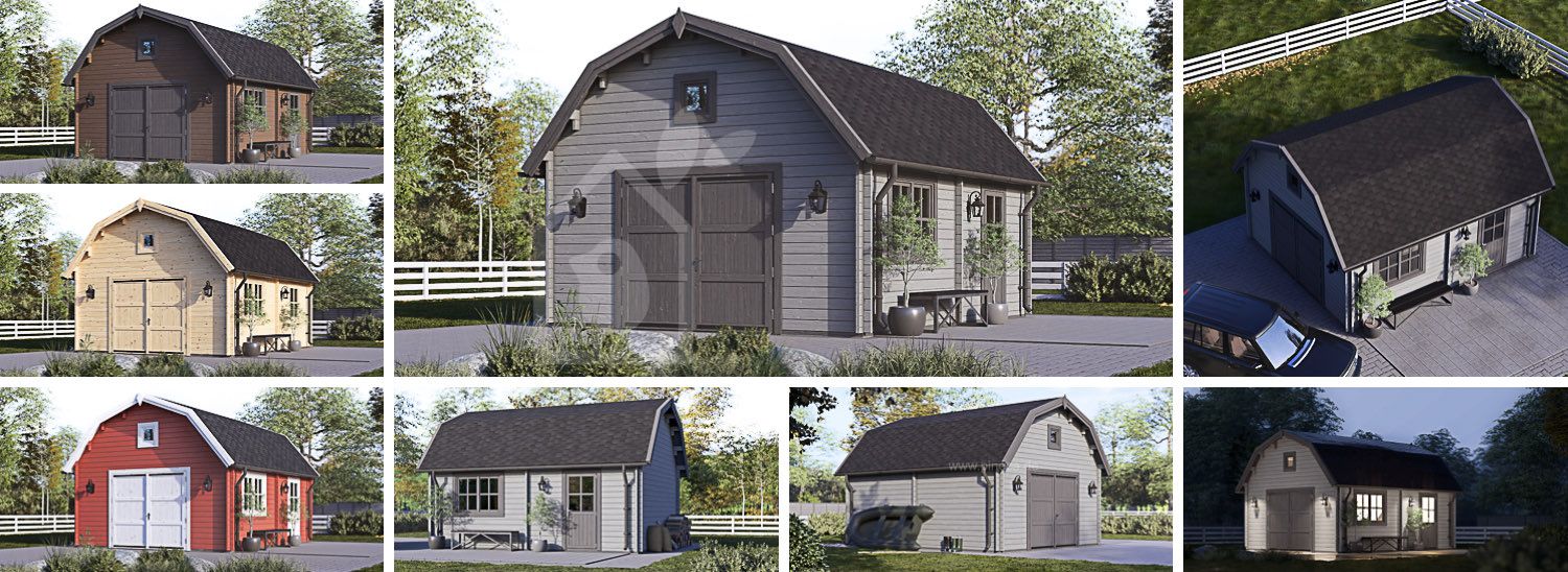 Holzgarage MISSISSIPPI (44 mm), 5x6 m, 30 m² visualization 1