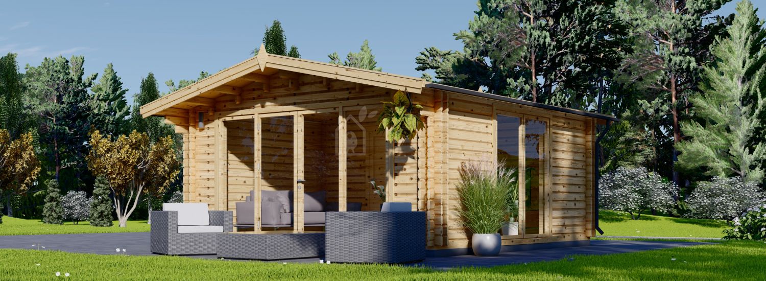 Gartenhaus aus Holz SAMANTA (44+44 mm), 5x5 m, 25 m² visualization 1