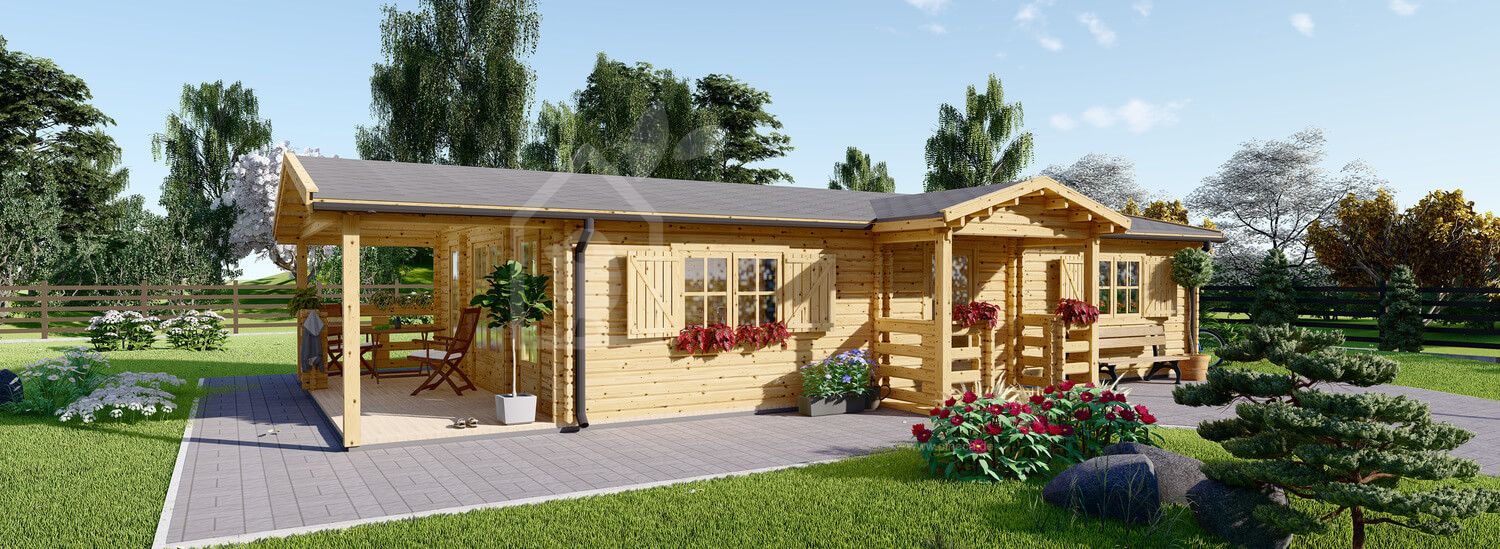 Blockbohlenhaus DONNA (44+44 mm) 63 m² visualization 1
